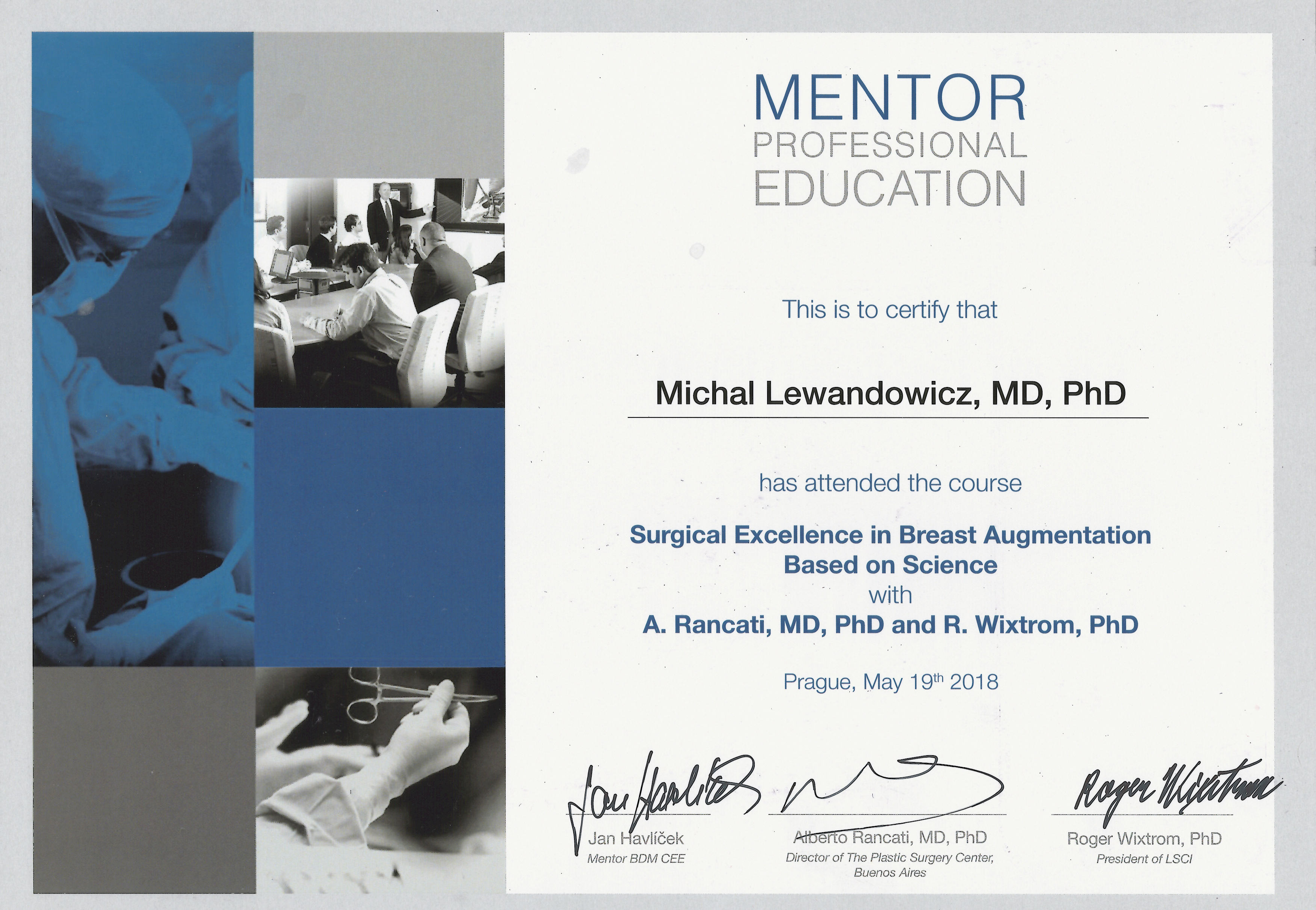 Cert 2018 Mentor Day Prague - dr n. med. Michał Lewandowicz