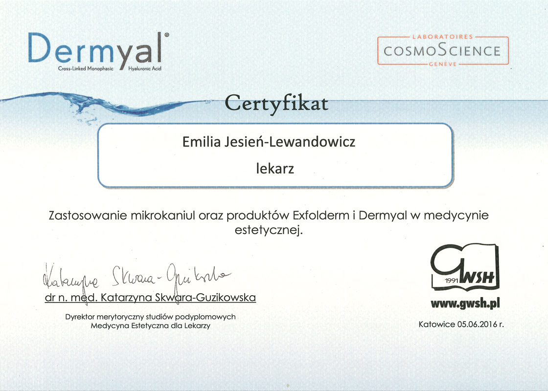Cert Mikrokaniule sml - dr n. med. Emilia Jesień-Lewandowicz